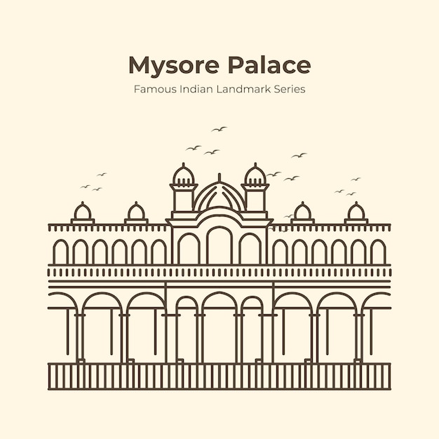 Mysore Palace Indian Célèbre Landmark Illustration Contour