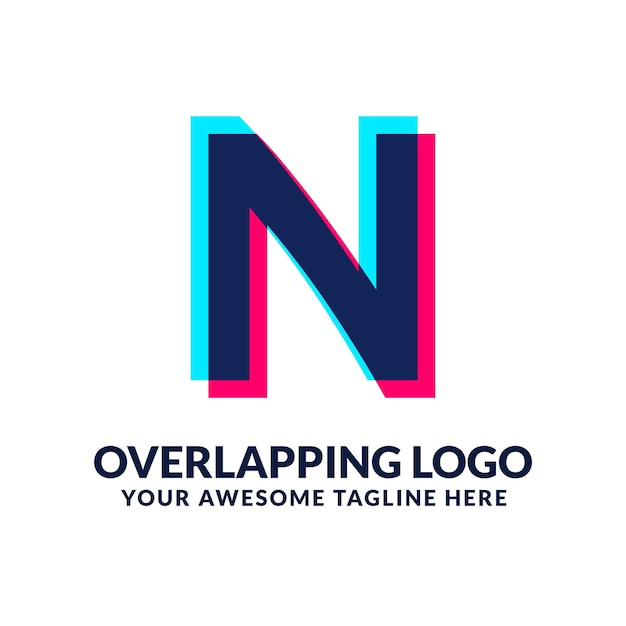 N Dynamique Et Coloré Overlap Overlap Lettre Logo Alphabet Icône Illustration