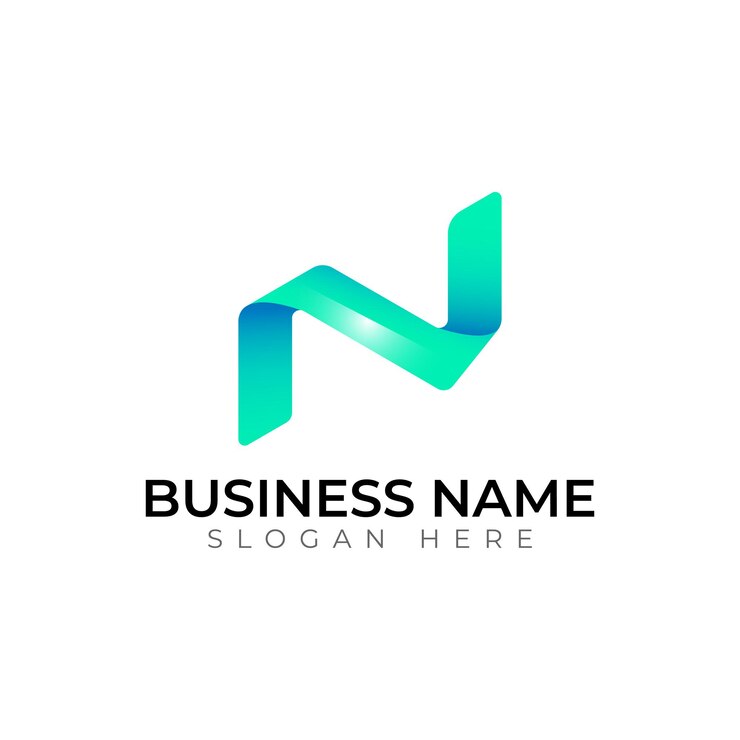 N gradient 3d conception de logo de lettre vectorielle abstraite