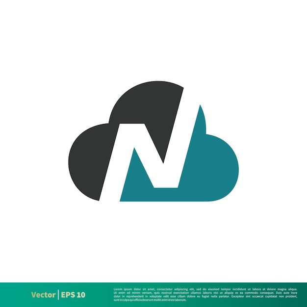 N lettre nuage logo modèle illustration conception vecteur eps 10