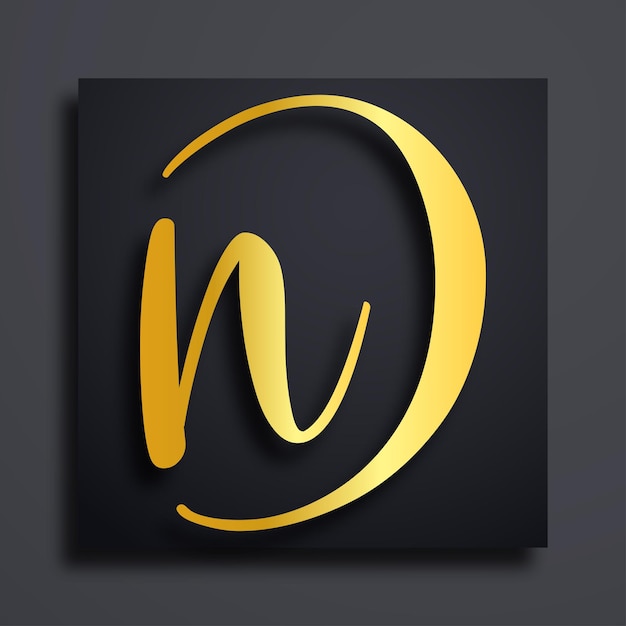 Vecteur n et d logo créatif en gradient doré