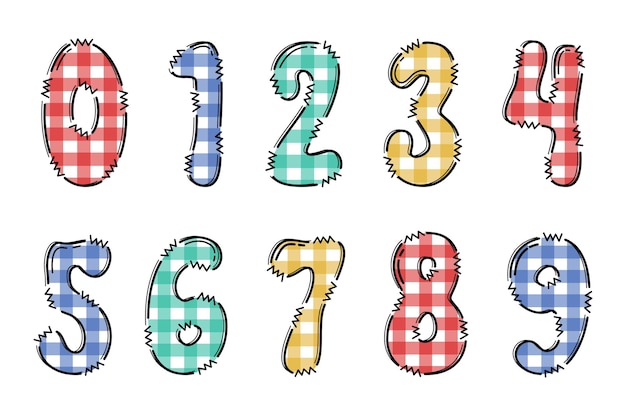 Nappe fabriquée à la main numéro couleur art créatif design typographique