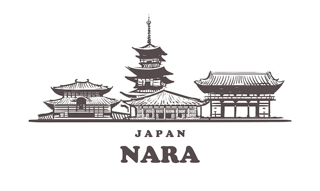 Vecteur nara dessiné à la main, japon