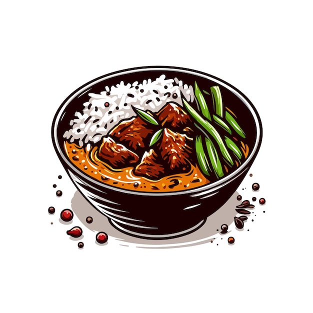 Vecteur nasi rawon illustration de nourriture indonésienne vecteur ai image générée