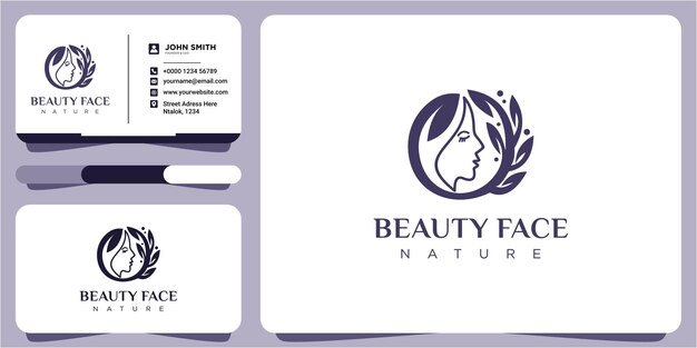 Nature Filles Beauté Logo Design Modèle Illustration Vectorielle. Belle Image D'un Visage Féminin