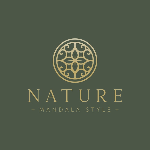 Nature Mandala Style Dessin Au Trait Insigne Icône Logo Modèle Illustration Vectorielle Conception