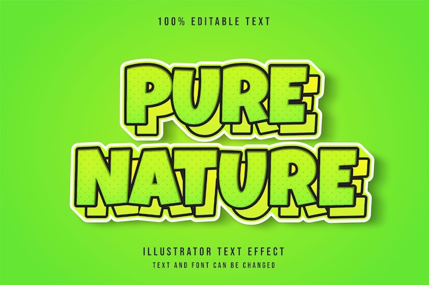 Nature Pure, Effet De Texte Modifiable 3d Effet De Texte Vert Dégradé Jaune