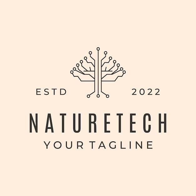 Vecteur nature tech ligne art logo vecteur symbole illustration design