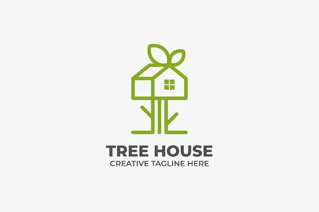 Nature Tree House Monoline Business Logo
