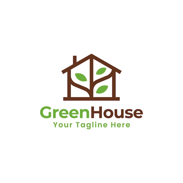 Nature, Vert, Maison, Maison, Arbre, Résumé, Logo, Illustration