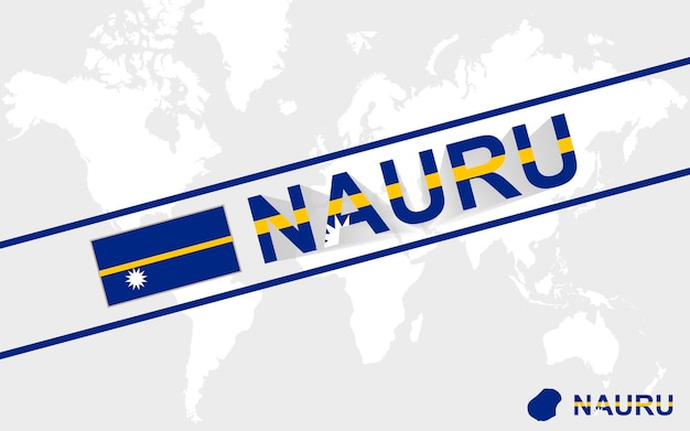 Nauru Carte Drapeau Et Illustration De Texte