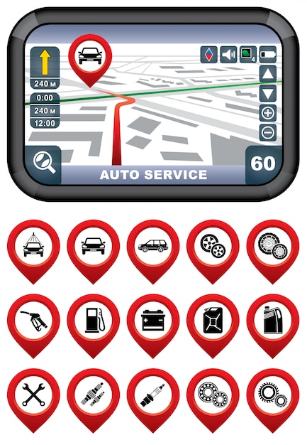 Vecteur navigateur gps avec le service automatique de pointeur.