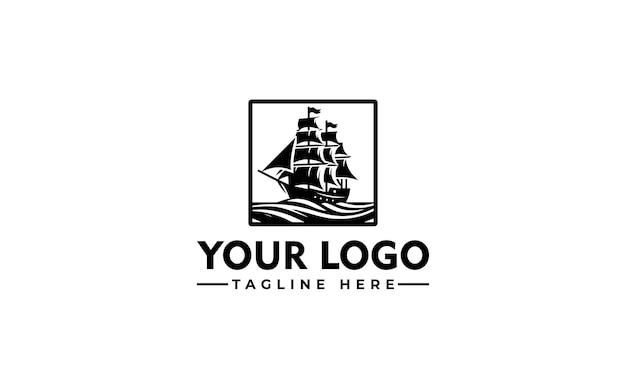 Navire à voile dans l'océan Vecteur de logo Aventure Navire à veille Voyage Design prêt et modèle de logo