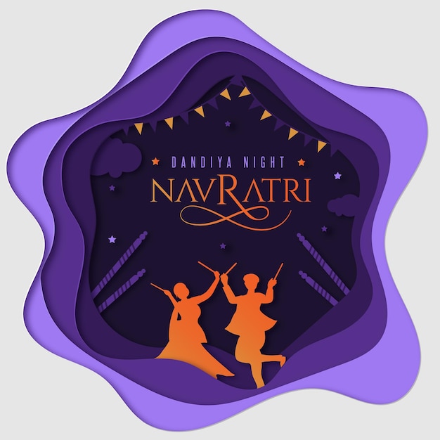 Navratri Dandiya Illustration Vectorielle De Voeux Festifs