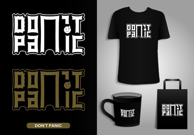 Ne paniquez pas Citations typographie Affiche T-shirt Tasse Sac fourre-tout Conception d'impression de marchandise