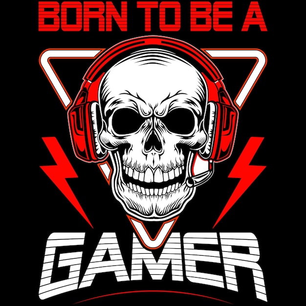 Vecteur né pour être un joueur gaming tshirt design