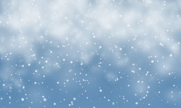 Neige de Noël. Chute de flocons de neige sur fond bleu. Chute de neige.