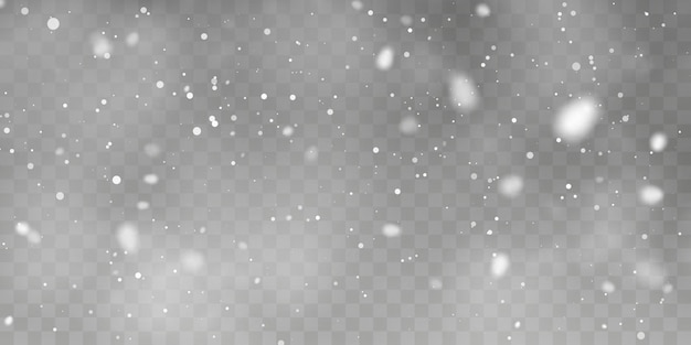 Vecteur neige de noël. chute de flocons de neige sur fond transparent. chute de neige. illustration vectorielle.