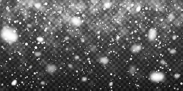 Neige de Noël Flocons de neige tombant sur fond transparent Illustration vectorielle de chutes de neige