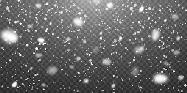 Neige de Noël Flocons de neige tombant sur fond transparent Illustration vectorielle de chutes de neige