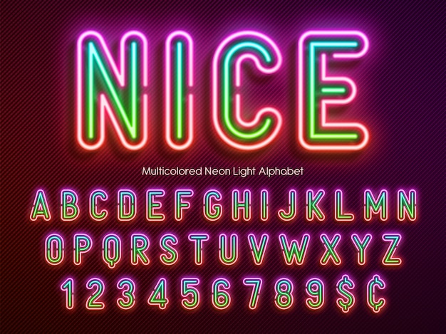 Néon, Alphabet, Police Multicolore Supplémentaire