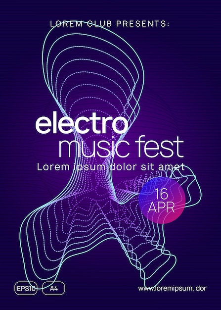 Vecteur neon club flyer electro dance music trance party dj electroni