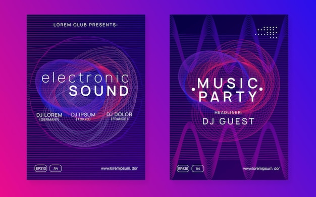 Neon Club Flyer Electro Dance Music Trance Party Dj Electroni