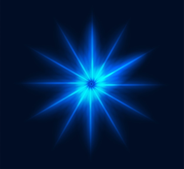 Vecteur néon étoile flash brillant motif éclaté géométrique rayons bleus vecteur transparent
