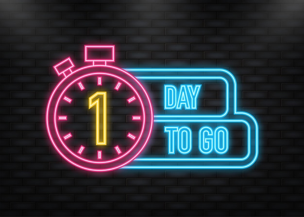 Neon Icon 1 Day to go affiche dans un style plat Illustration vectorielle pour n'importe quel usage