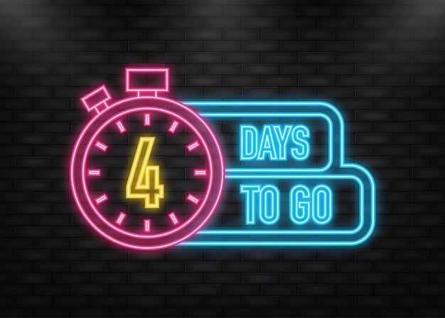 Neon Icon 4 Days to go affiche dans un style plat Illustration vectorielle pour n'importe quel usage