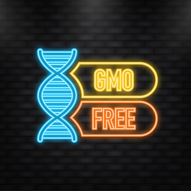 Neon Icon Icône plate avec lactose sans gluten ogm sans sucre Signes organiques Illustration vectorielle