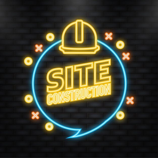 Neon Icon Illustration Plate En Construction Pour La Conception De Site Bannière Vectorielle Bannière Web