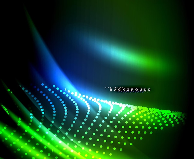 Neon lumineux lignes techno hitech futuriste modèle d'arrière-plan abstrait avec des formes carrées