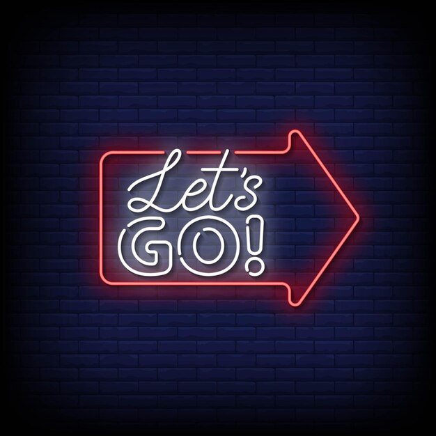 Neon Sign laisse aller avec le vecteur d'arrière-plan du mur de brique