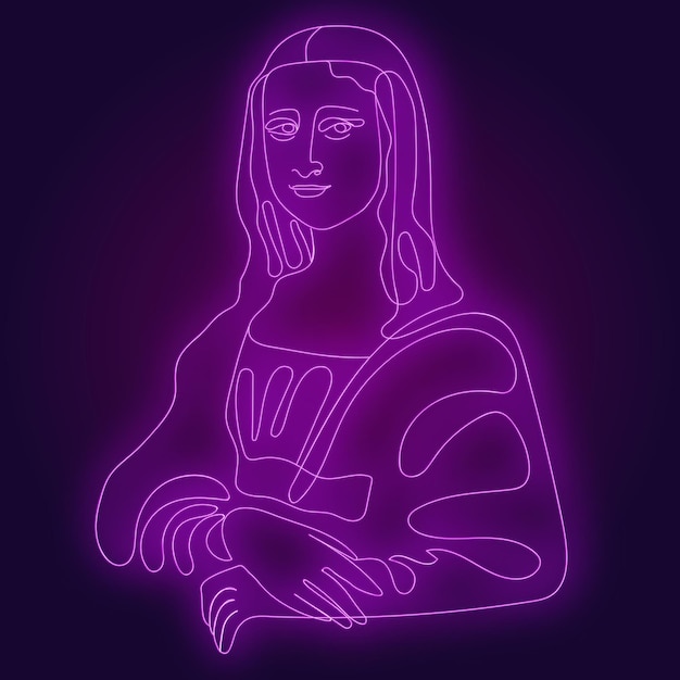 Néon Silhouette Portraite Jeune Fille Violet