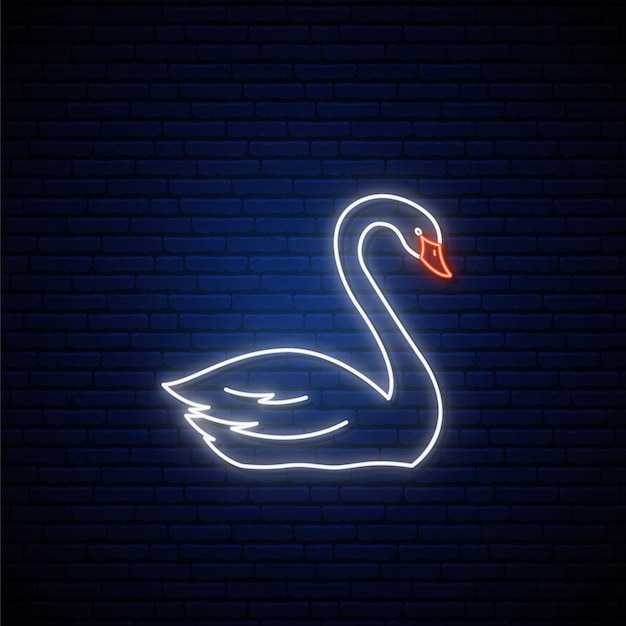 Neon Swan sign sur mur bleu foncé