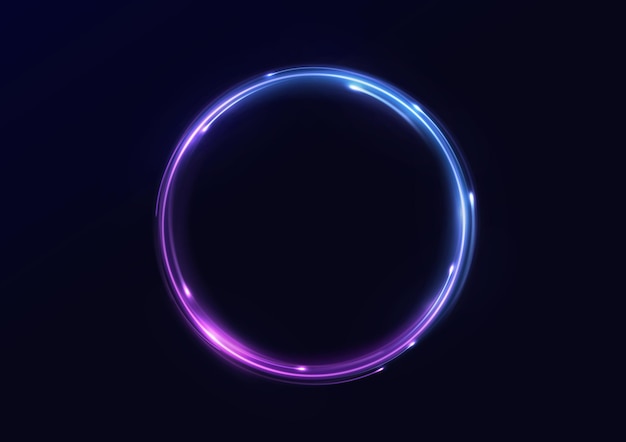 Neon swirl Curve blue line Glowing round avec effet de lumière Tunnel Blue circle portal spiral Vector