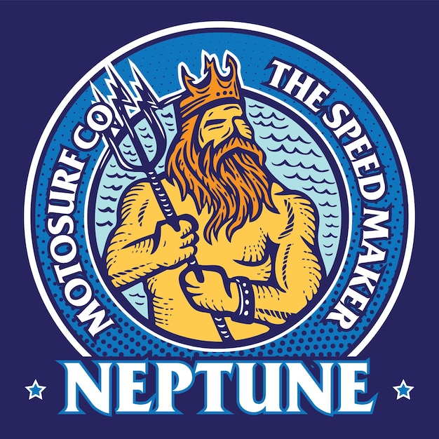 Neptune God Of The Sea Motosurf Company Emblème Logo