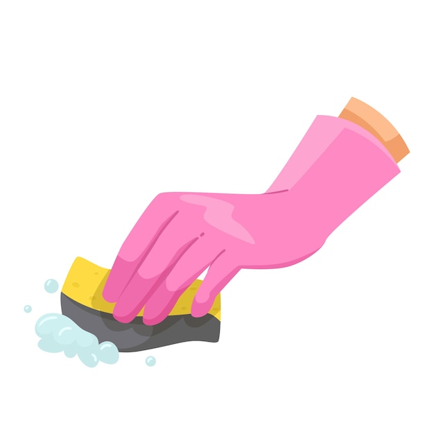 Nettoyage des mains avec des éponges et des bulles de savon dans un style graphique lumineux Illustration vectorielle