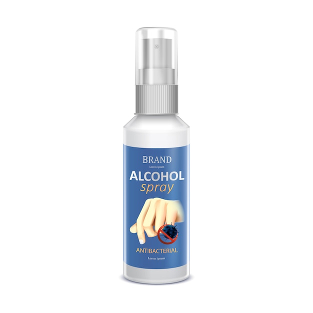 Nettoyage des mains avec un spray d'alcool