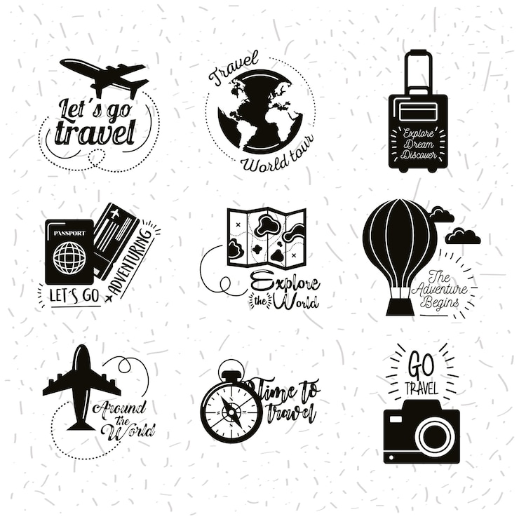 Vecteur neuf lettres de voyage