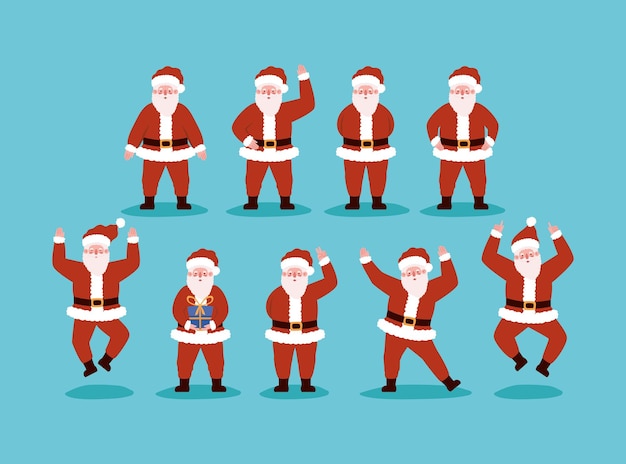 Neuf santa clous