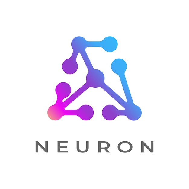 Neuron Vector Logo formant la lettre A Typographie Design Triangle Neurones Illustration Symbole