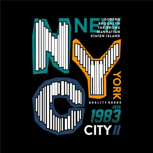 New York City Design Typographie à Rayures Graphique T Shirt Designvector Illustration