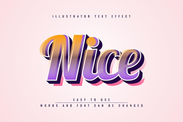 Nice - Effet De Texte 3d Modifiable Illustrator