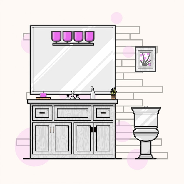 Vecteur nice pink bathroom illustration