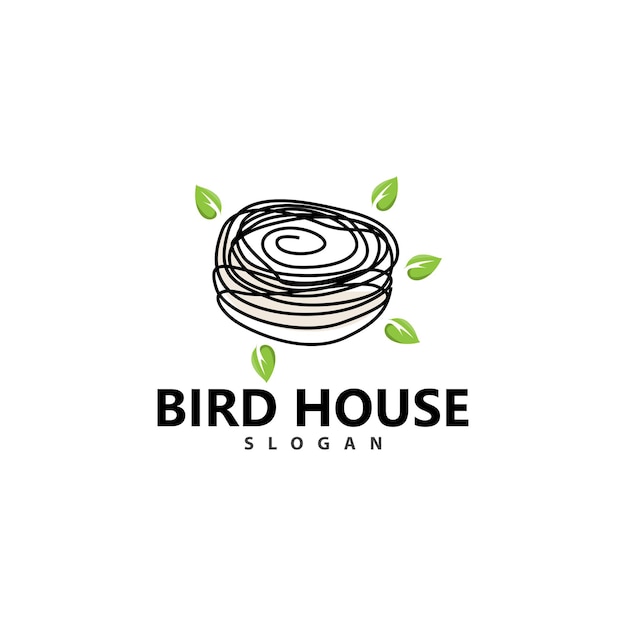 Vecteur nid d'oiseau logo bird house shelter vector modern line design minimalist style symbol template icon
