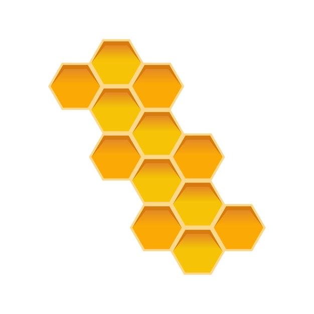 Nids d'abeilles jaunes d'une ruche sur fond blanc