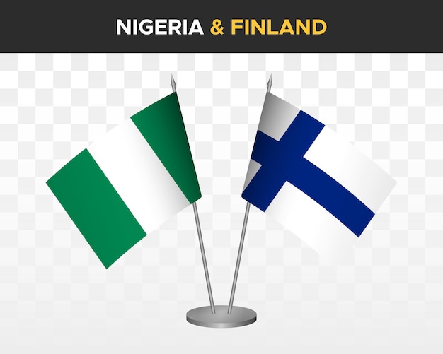 Nigéria Vs Finlande Drapeaux De Bureau Maquette Isolé 3d Drapeaux De Table D'illustration Vectorielle