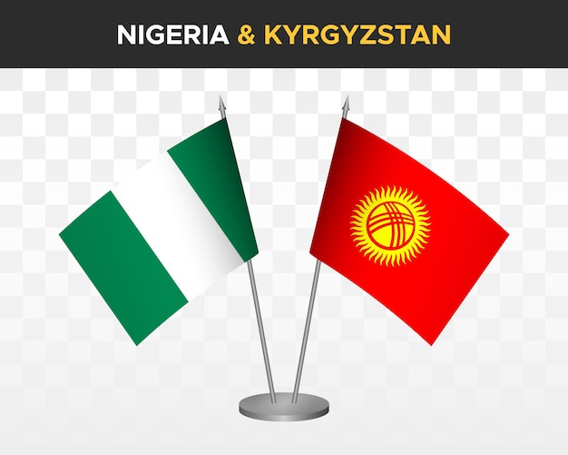 Nigéria vs Kirghizistan drapeaux de bureau mockup isolé 3d vector illustration drapeaux de table